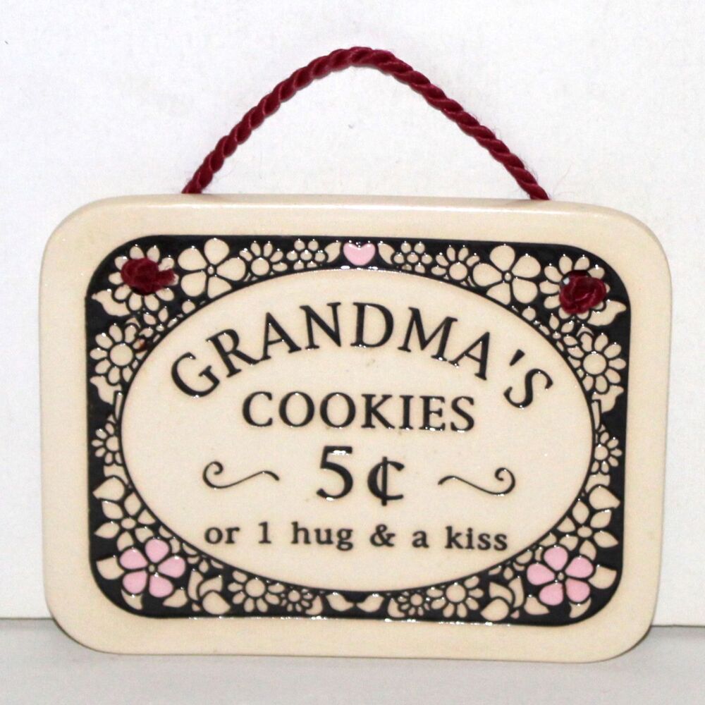 Trinity Pottery Wisconsin small ceramic sign Grandma Cookies kitchen wall decor